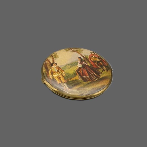 Vintage Double Mirror Compact, Courting Couple, Germany - Picture 5 of 5